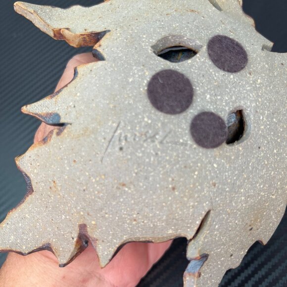 Studio Art Pottery Handcrafted Ceramic Leaf-Shaped Incense Holder Signed - Picture 6 of 8